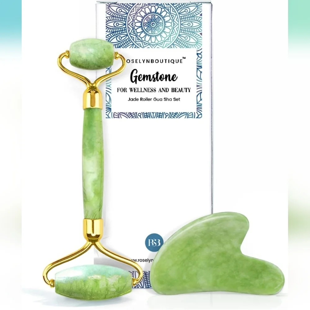 Gua Sha Facial Tool & Jade Roller Set for Skin Care